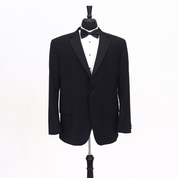Vera Wang 46R Black Solid 2-Button Sport Coat Blazer Jacket T123 - Picture 1 of 11
